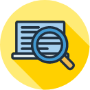 Online Research quick link icon with laptop and magnifying glass graphic