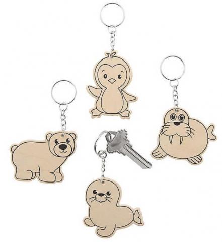 wood animal keychains