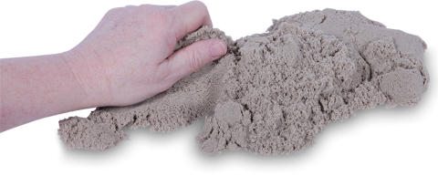 hand and kinetic sand