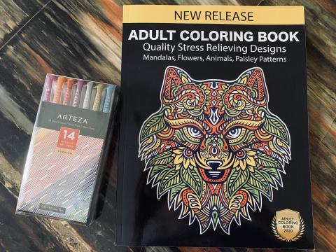 Adult Coloring Book and Gel Pen Set