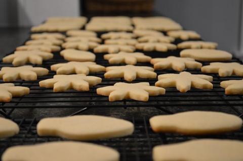 sugar cookies on a rack