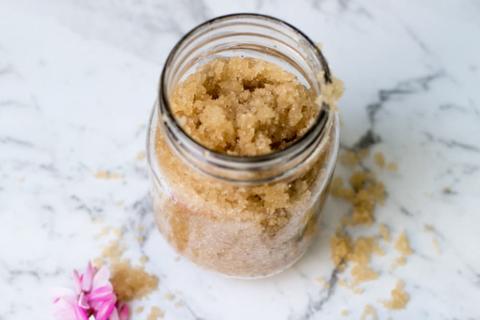 sugar scrub in a mason jar