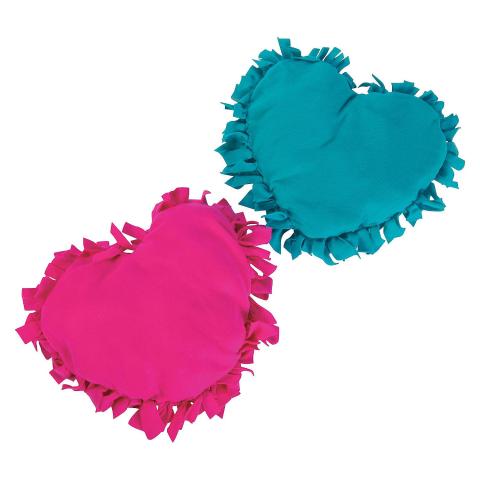 Image of pink and blue no-sew heart pillows