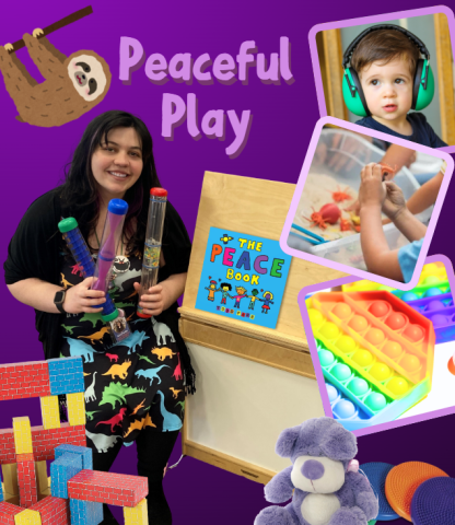 Michelle holding peaceful play toys 