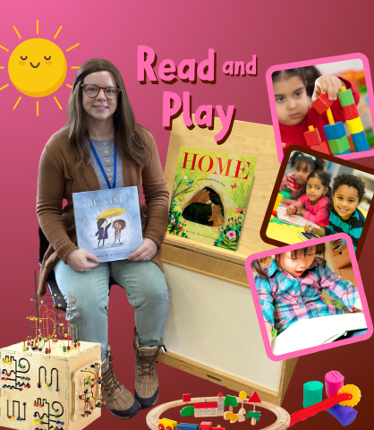 Lolly holding read and play items such as toys and books