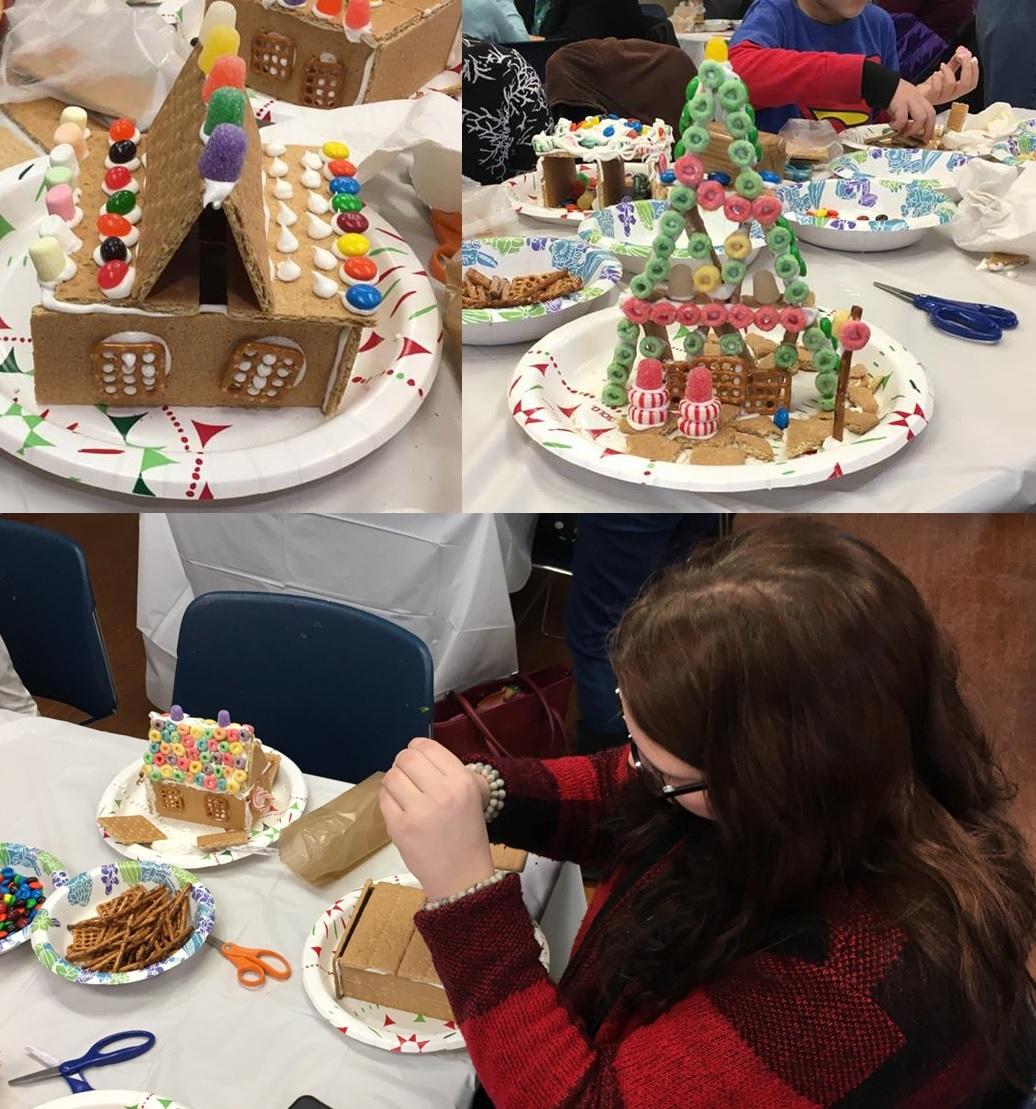 children constructing graham cracker houses