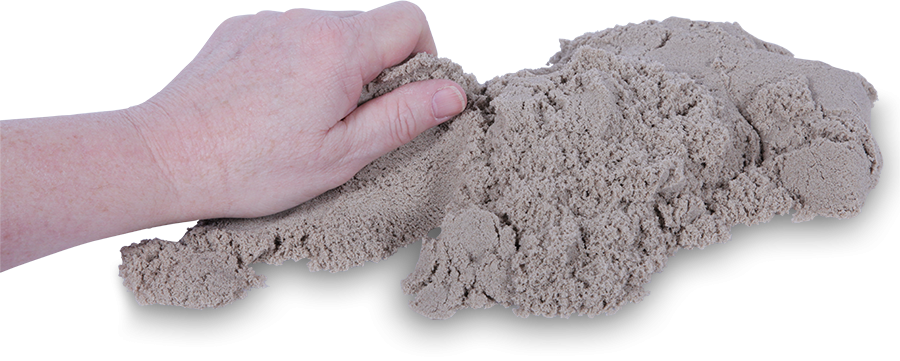 hand and kinetic sand