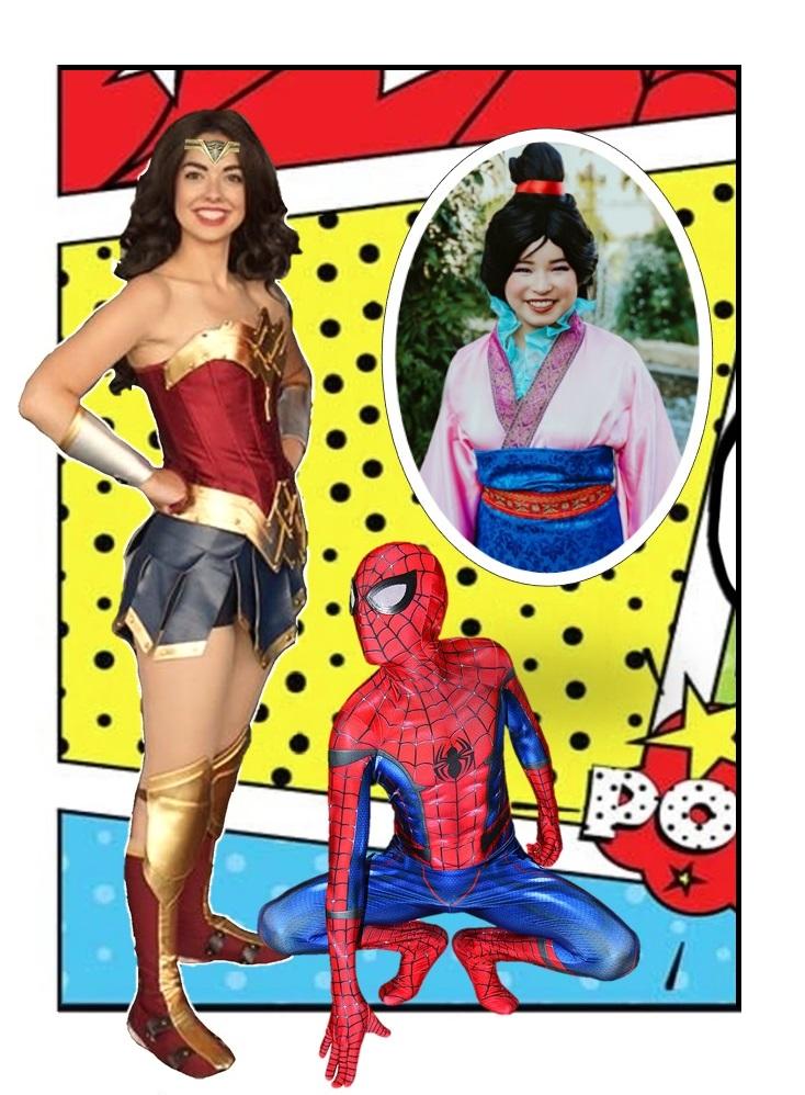 wonder woman mulan and spiderman character actors