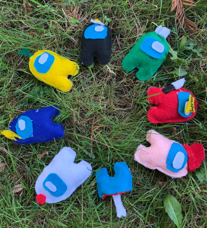 colorful felt keychains on grass