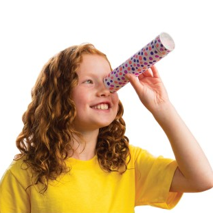 little girl with colorful kaleidoscope