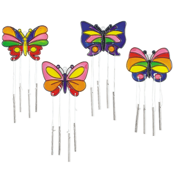 colorful butterfly suncatcher windchimes